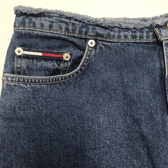 NWT Tommy Hilfiger 9 JRS Denim Mini Skirt Frayed Waist Straight Blue Jean 14.5L - Picture 2 of 8